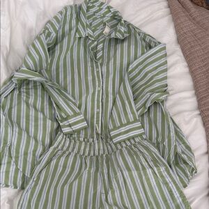 Aerie Green and White Striped Set